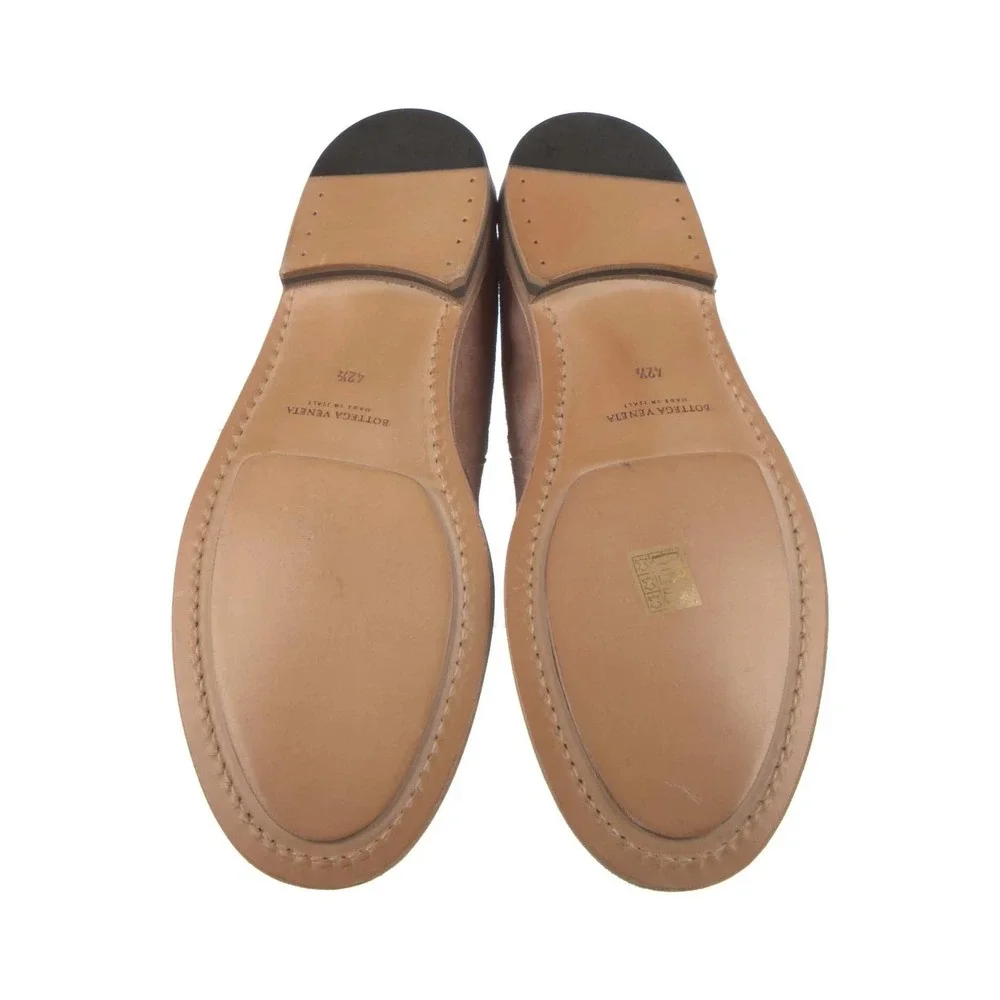 Bottega Veneta Mens Tan Suede Desert Chukka Boots Zig Zag Stitch Size 9.5 42.5
